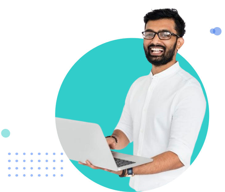 Smiling professional with laptop