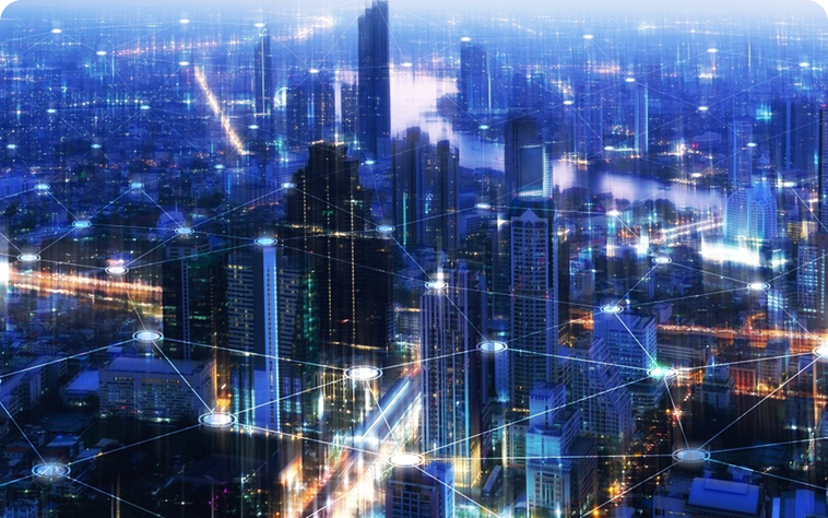 City skyline at night