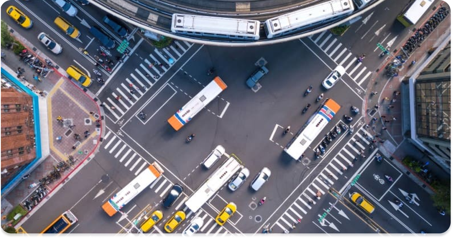Aerial road network with vehicles
