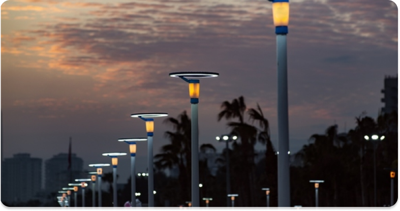 City streetlights at dusk