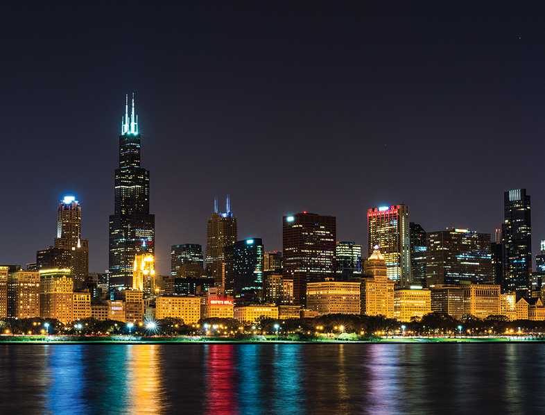 City skyline at night